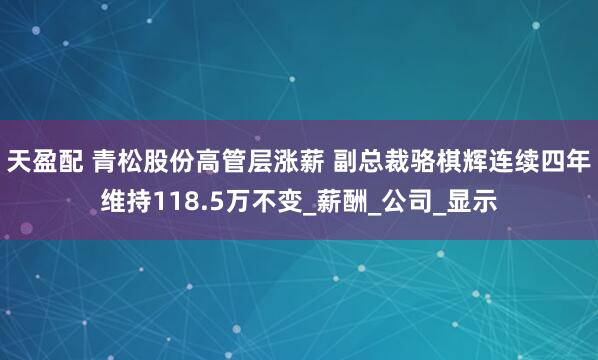 天盈配 青松股份高管层涨薪 副总裁骆棋辉连续四年维持118.5万不变_薪酬_公司_显示